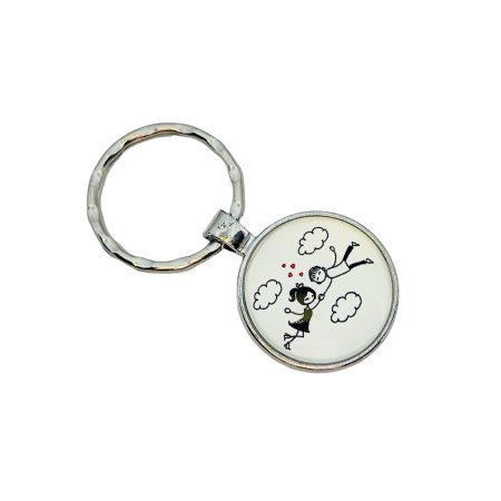 keychain silver coyple in love1